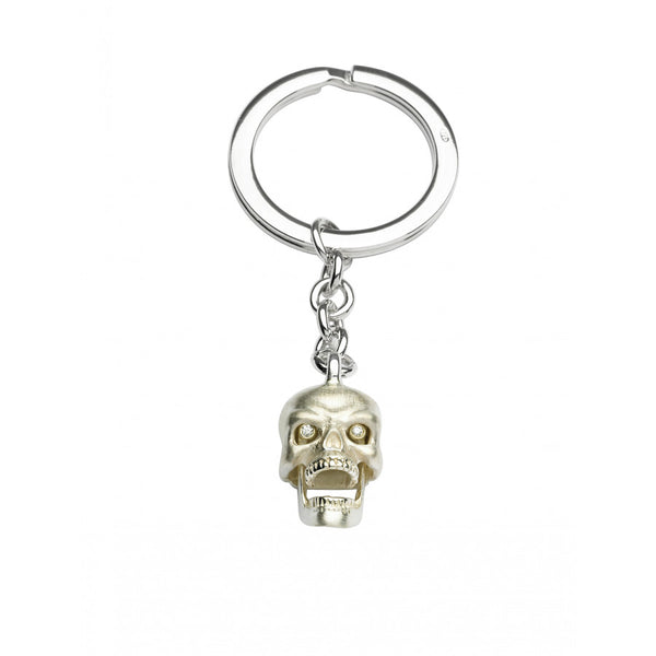 deakin & francis Sterling Silver Skull Keyring with Diamond Eyes