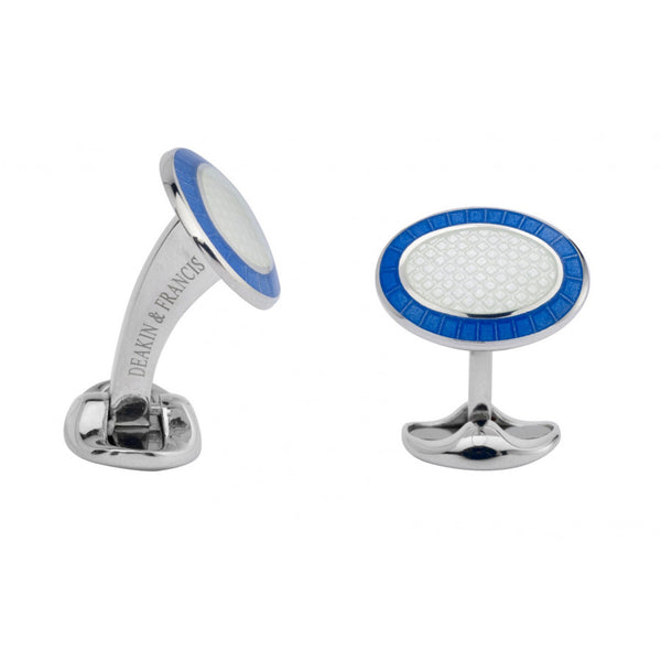 deakin & francis Sterling Silver Sky Blue & Clear Enamel Cufflinks deakin & francis Sterling Silver Sky Blue & Clear Enamel Cufflinks
