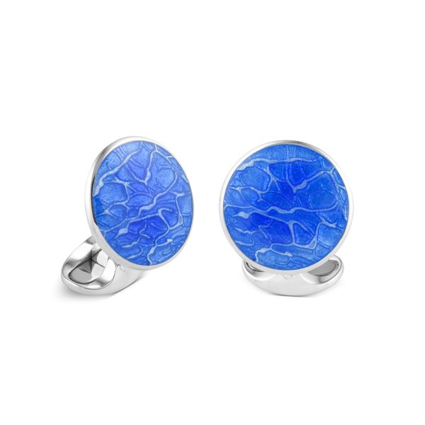 deakin & francis Sterling Silver Sky Blue 'Pool' Cufflinks