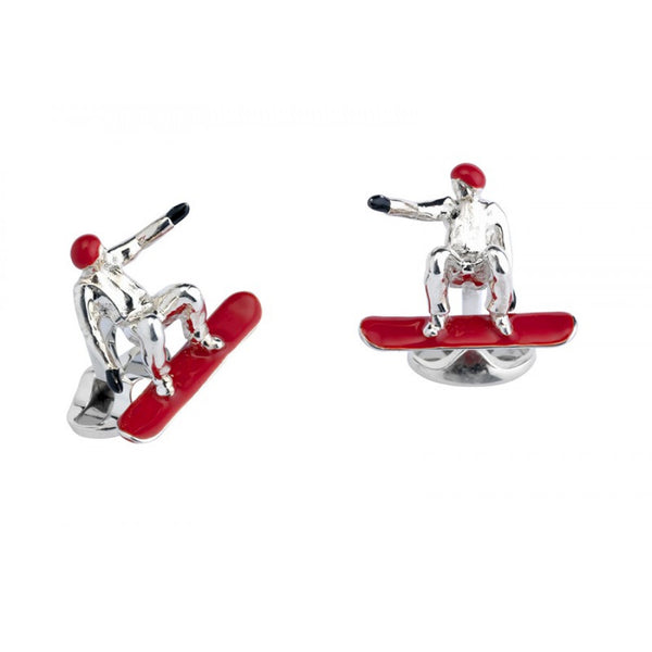 deakin & francis Sterling Silver Snowboarder with Red Snowboard and Helmet