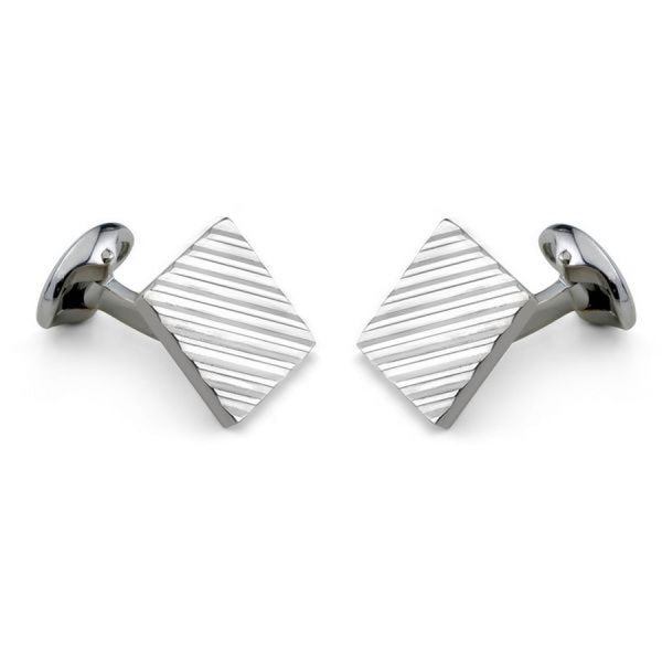 deakin & francis Sterling Silver Square Engine Turned Cufflinks