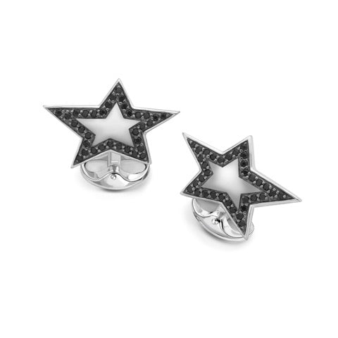 deakin & francis Sterling Silver Star Cufflinks With Spinel Boarder