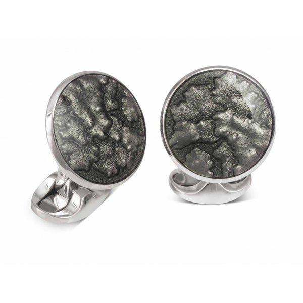 deakin & francis Sterling Silver Summer Haze Enamel Cufflinks in Dark Grey