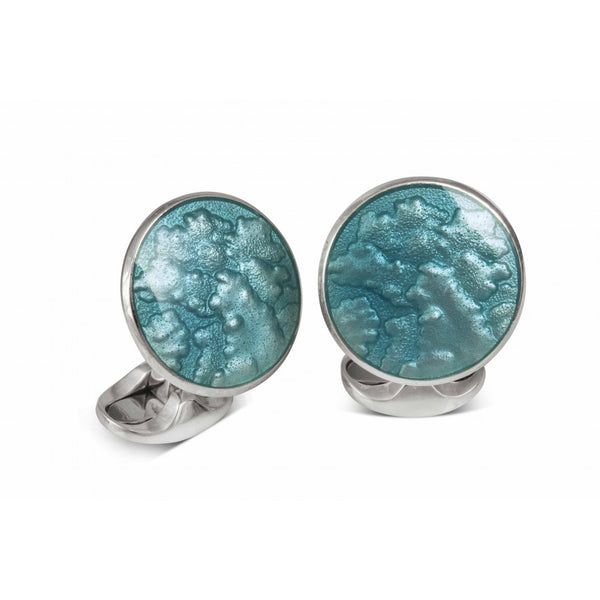 deakin & francis Sterling Silver Summer Haze Enamel Cufflinks in Turquoise
