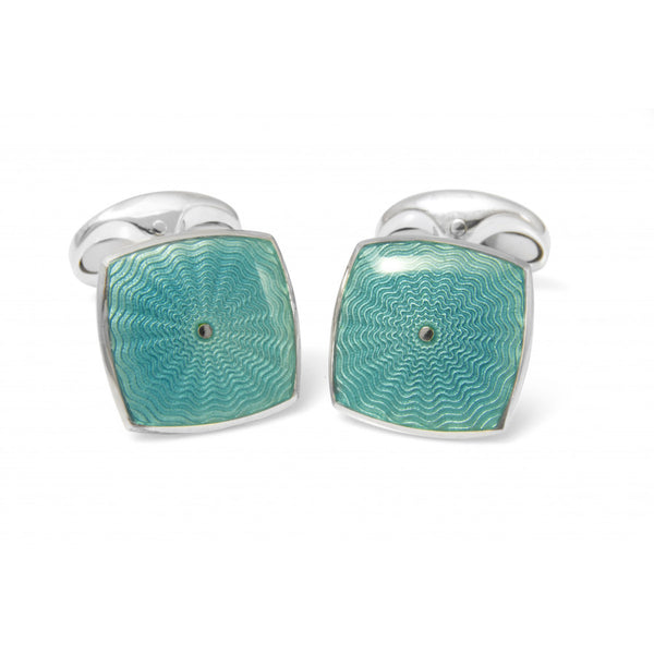 deakin & francis Sterling Silver Teal Blue Enamel Cufflinks