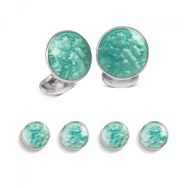 deakin & francis Sterling Silver Turquoise Haze Enamel Dress Stud Set