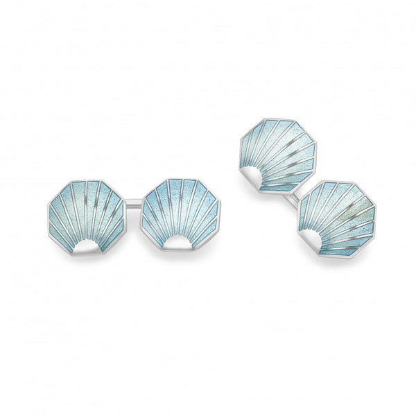 deakin & francis Sterling Silver Turquoise Shell Vitreous Enamel Cufflinks