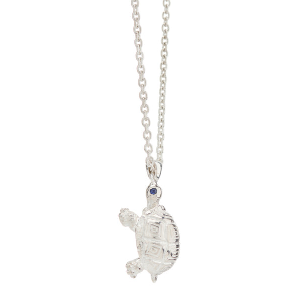 Deakin & Francis Sterling Silver Turtle Pendant With Sapphire Eyes