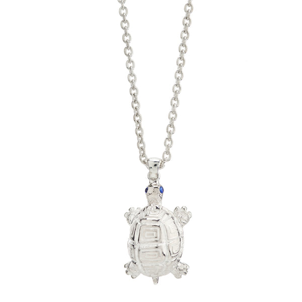 deakin & francis Sterling Silver Turtle Pendant with Sapphire Eyes