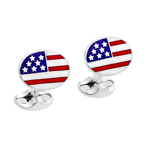 deakin & francis Sterling Silver USA Enamel Cufflinks