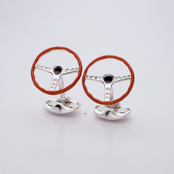 Deakin & Francis Sterling Silver Vintage Steering Wheel Cufflinks