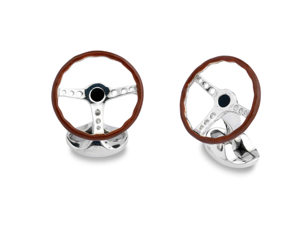 deakin & francis Sterling Silver Vintage Steering Wheel Cufflinks