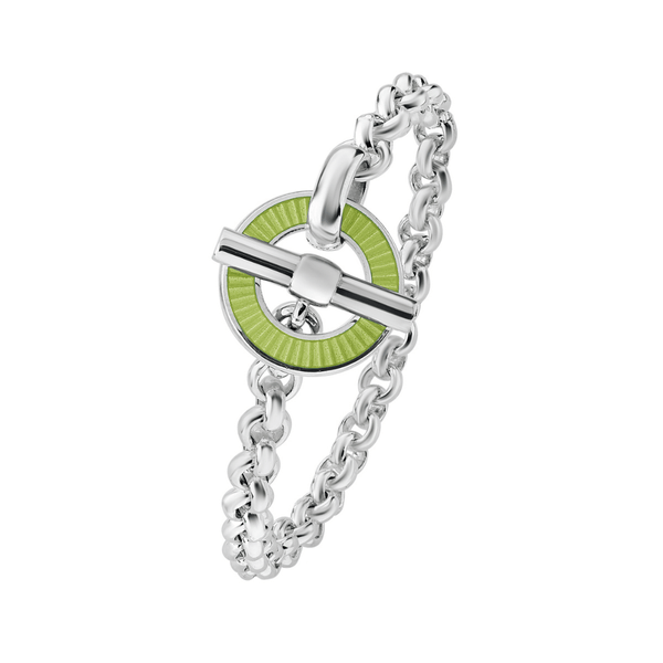 deakin & francis Sterling Silver Vitreous Enamel Faceted Bracelet - Lime Green