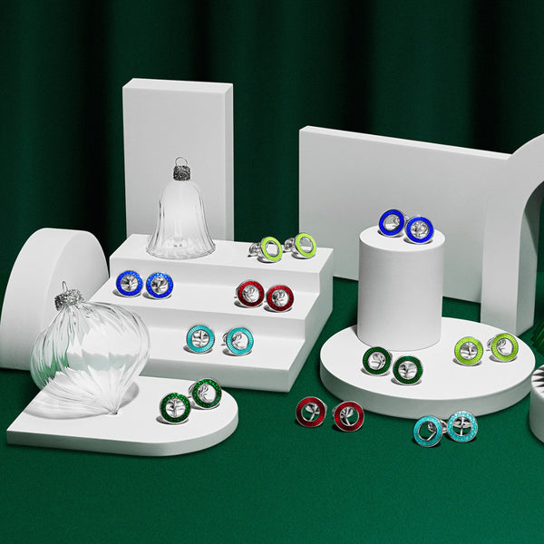 Deakin & Francis Sterling Silver Vitreous Enamel Faceted Cufflinks - Blue Cufflinks