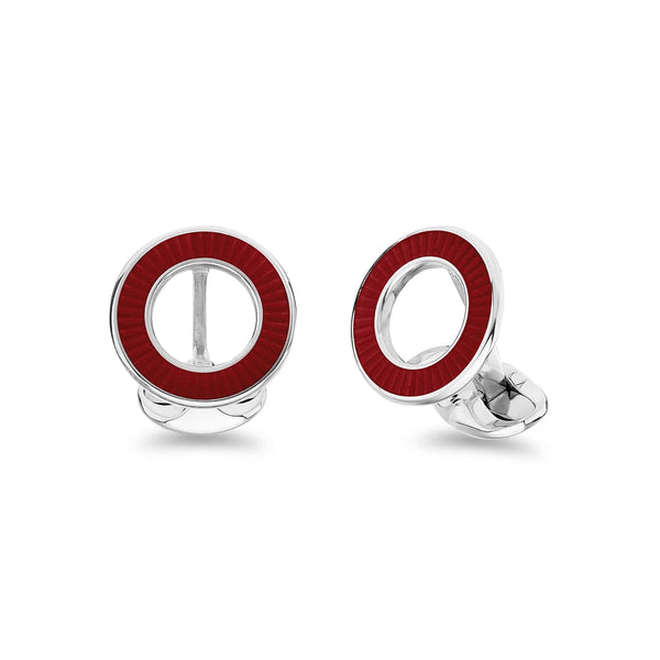 deakin & francis Sterling Silver Vitreous Enamel Faceted Cufflinks - Red Cufflinks