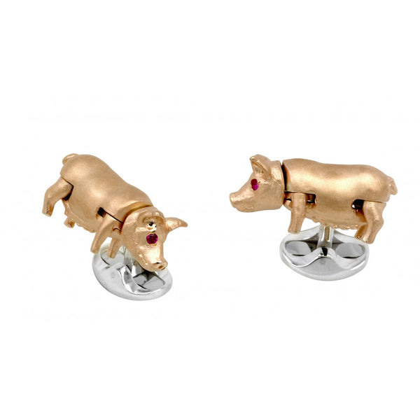 deakin & francis Sterling Silver Wiggling Pig Cufflinks