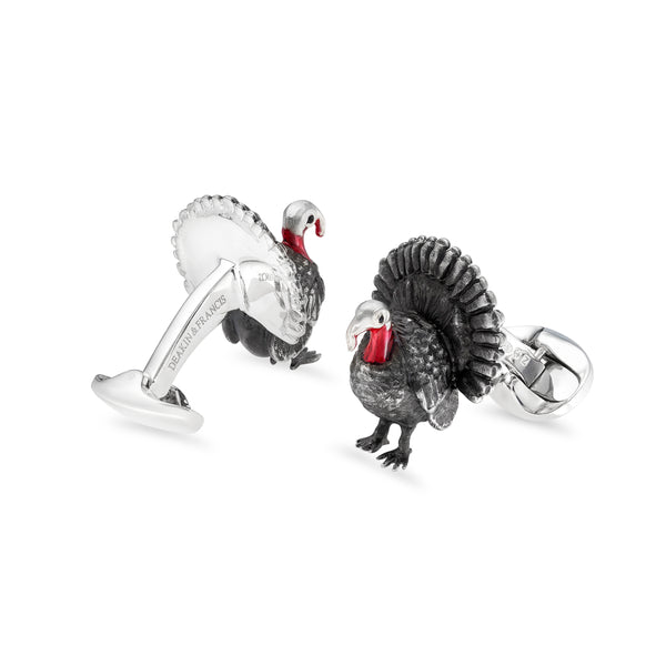 Deakin & Francis Sterling Silver Wild Turkey Cufflinks