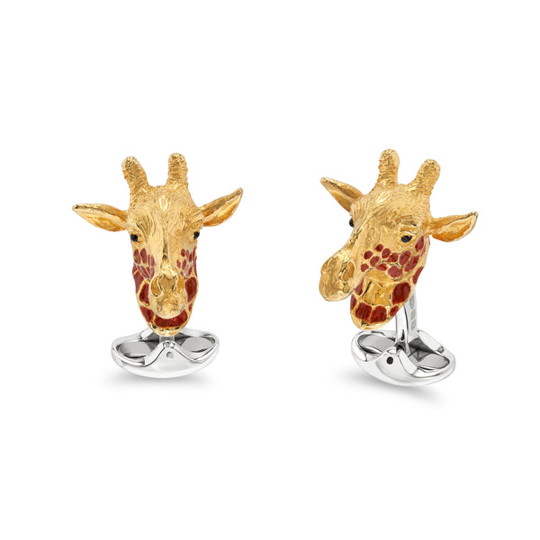 deakin & francis Sterling Silver Yellow & Enamel Giraffe Cufflinks