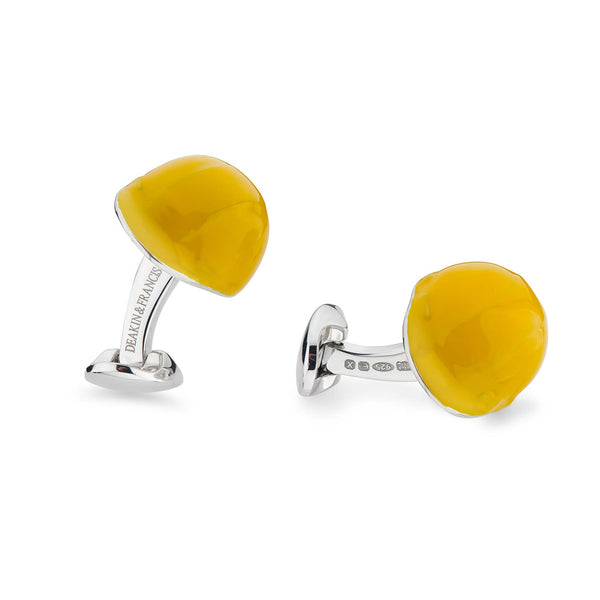 deakin & francis Sterling Silver Yellow Enamel Hard Hat Cufflinks