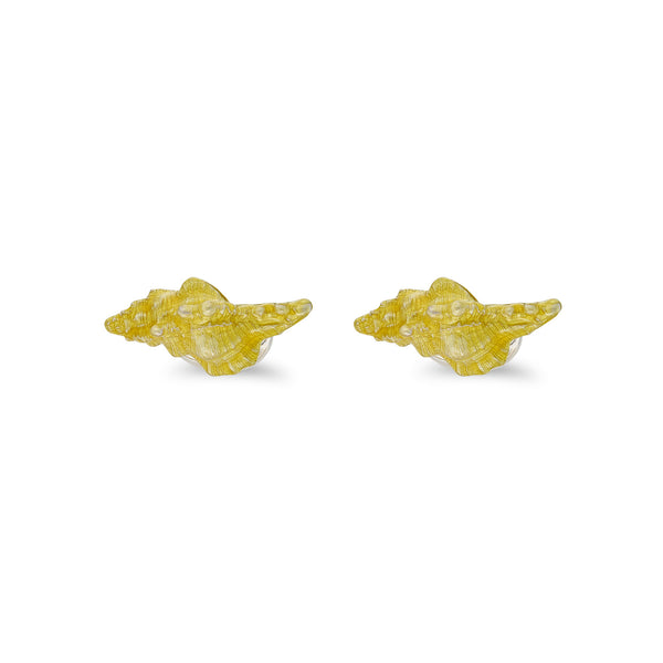 deakin & francis Sterling Silver Yellow Enamel Seashell Cufflinks