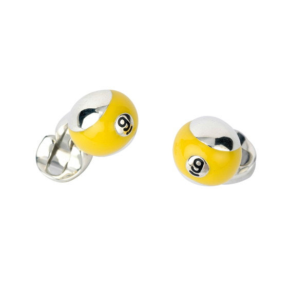 deakin & francis Sterling Silver Yellow Pool Ball Cufflinks