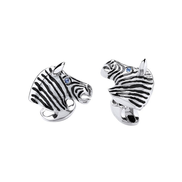 deakin & francis Sterling Silver Zebra Cufflinks With Sapphire Eyes