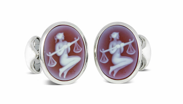 deakin & francis Sterling Silver Zodiac Cufflinks - Libra