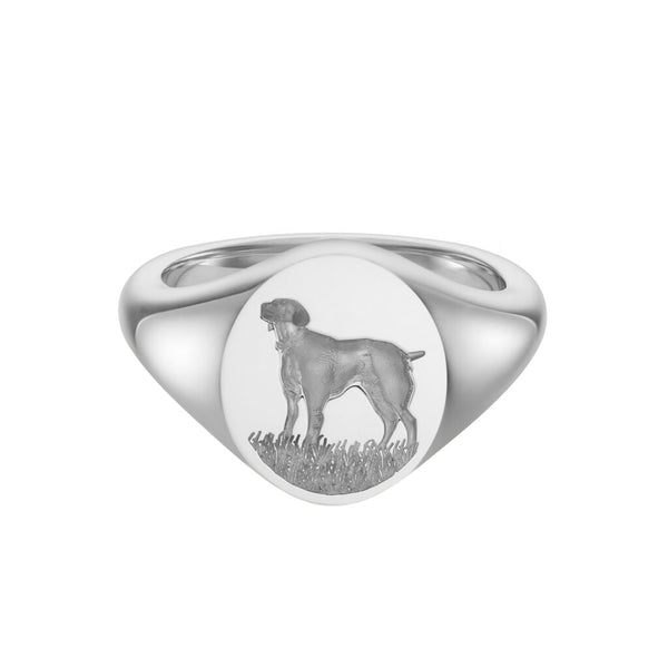 deakin & francis Sterling Silver Zodiac Signet Ring - 14x13mm Oval – Dog