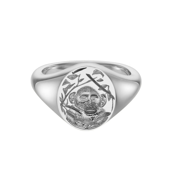 deakin & francis Sterling Silver Zodiac Signet Ring - 14x13mm Oval – Monkey