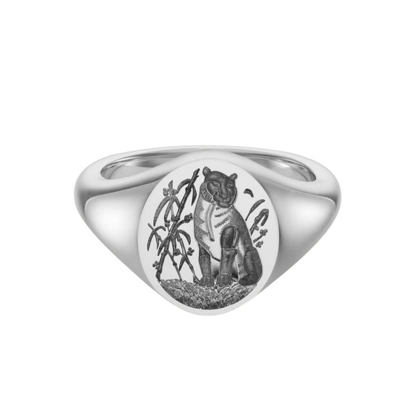 deakin & francis Sterling Silver Zodiac Signet Ring - 14x13mm Oval – Tiger