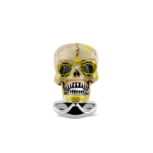Deakin & Francis 'Suspicious Death' Sterling Silver Enamel Skull Cufflinks