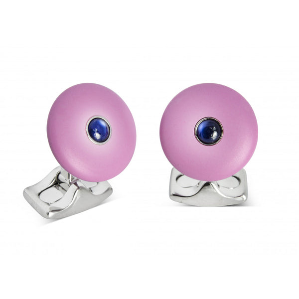 deakin & francis 'The Brights' Lilac Round Cufflinks with Sapphire Centre