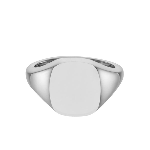 deakin & francis White Gold Cushion Signet Ring (12x10mm) – 18ct