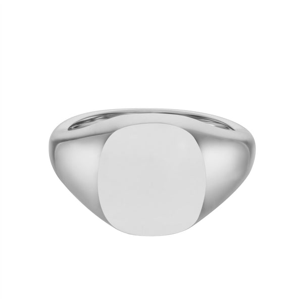 deakin & francis White Gold Cushion Signet Ring (14x13mm) – 18ct