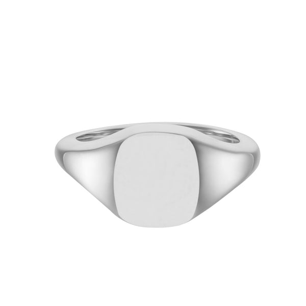 deakin & francis White Gold Cushion Signet Ring (9x11mm) – 18ct