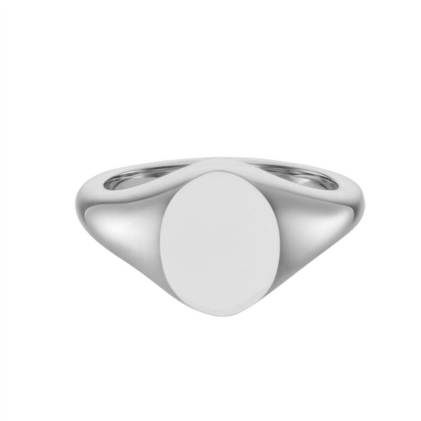 deakin & francis White Gold Oval Signet Ring (10.5x8.5mm) – 18ct
