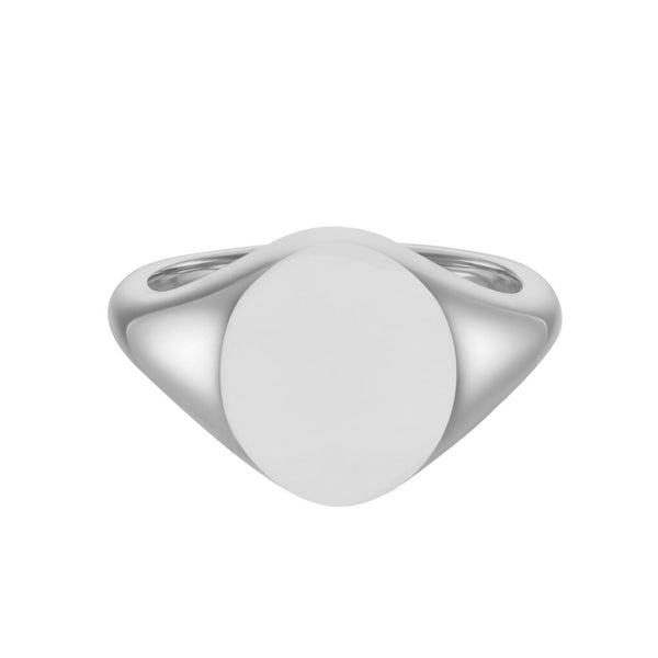 deakin & francis White Gold Oval Signet Ring (12x10mm) – 18ct