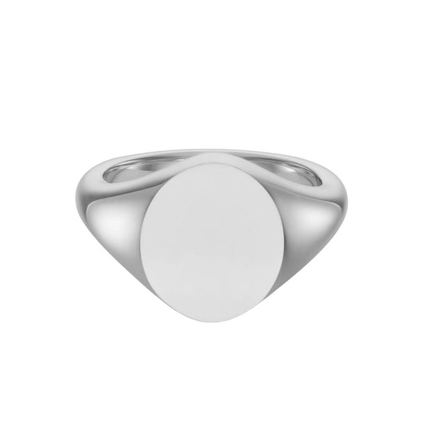 deakin & francis White Gold Oval Signet Ring (14.5x11.5mm) – 9ct