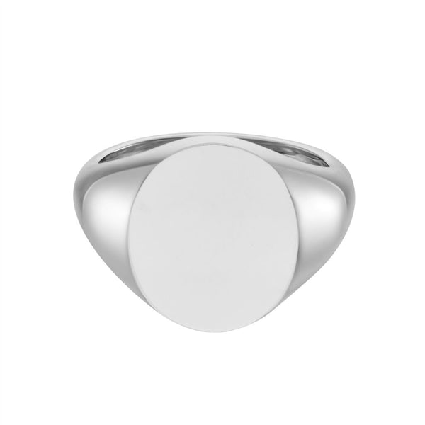 deakin & francis White Gold Oval Signet Ring (15.5x13.5mm) – 18ct
