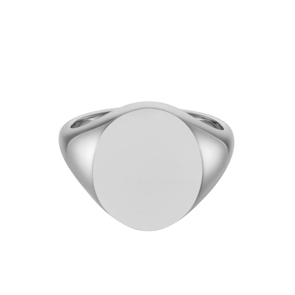 deakin & francis White Gold Oval Signet Ring (16.5x14mm) – 9ct