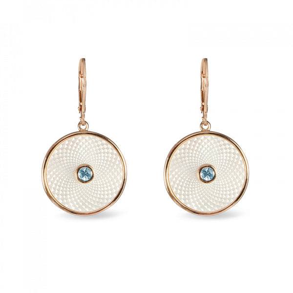 deakin & francis White Mother-of-Pearl Dreamcatcher Earrings with Aquamarine Gem