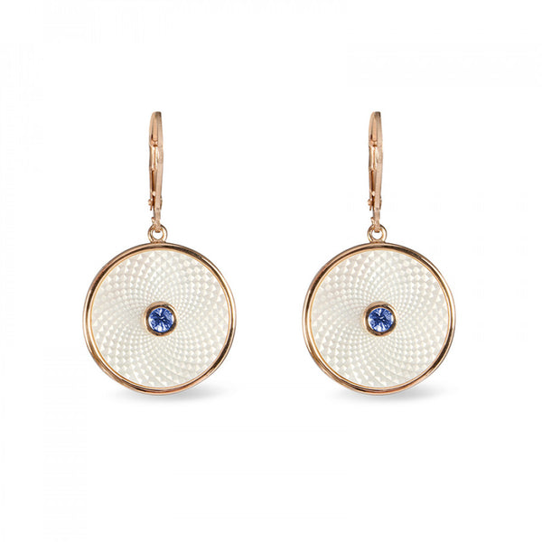 deakin & francis White Mother-of-Pearl Dreamcatcher Earrings with Blue Sapphire Gem