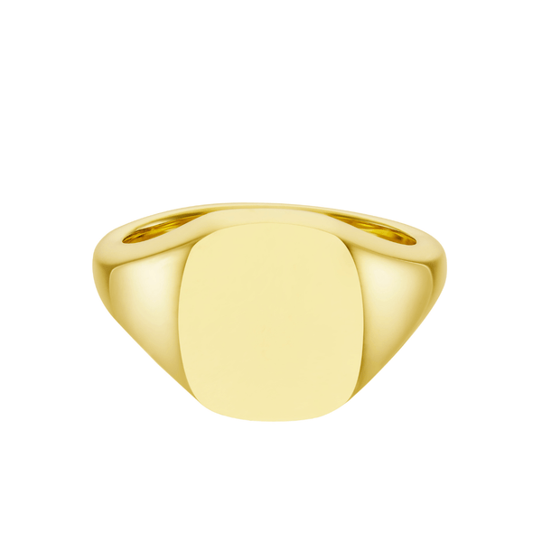 deakin & francis Yellow Gold Cushion Signet Ring (12x10mm) – 18ct
