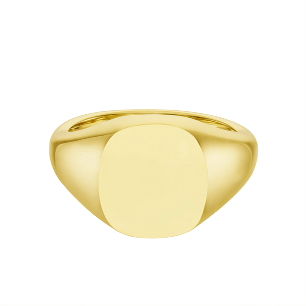 deakin & francis Yellow Gold Cushion Signet Ring (14x13mm) – 18ct