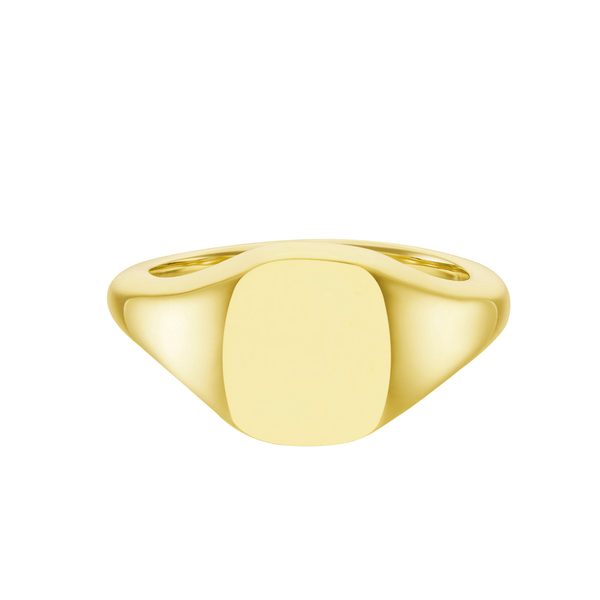 deakin & francis Yellow Gold Cushion Signet Ring (9x11mm) – 9ct