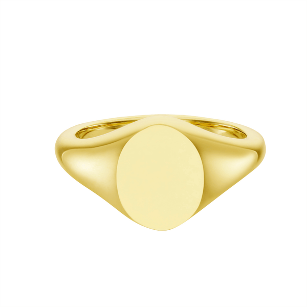deakin & francis Yellow Gold Oval Signet Ring (10.5x8.5mm) – 9ct