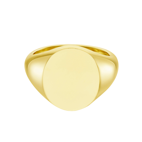 deakin & francis Yellow Gold Oval Signet Ring (15.5x13.5mm) – 9ct