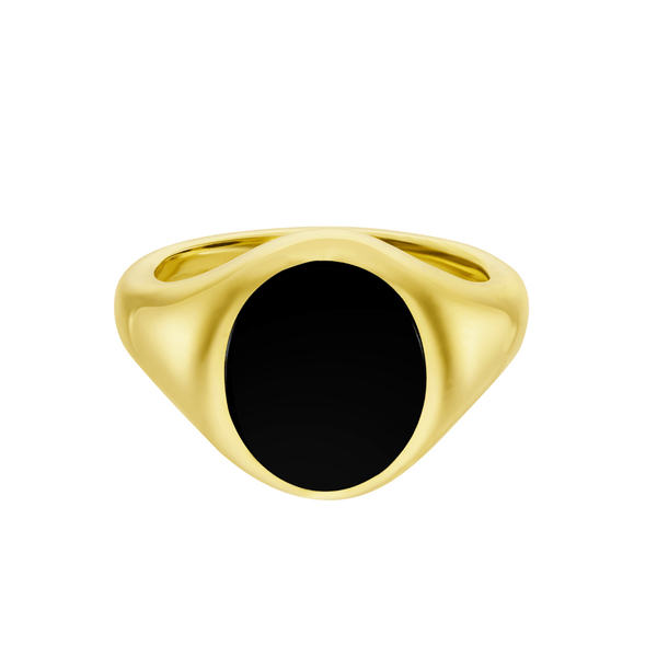 deakin & francis Yellow Gold Stone Set Black Onyx Signet Ring