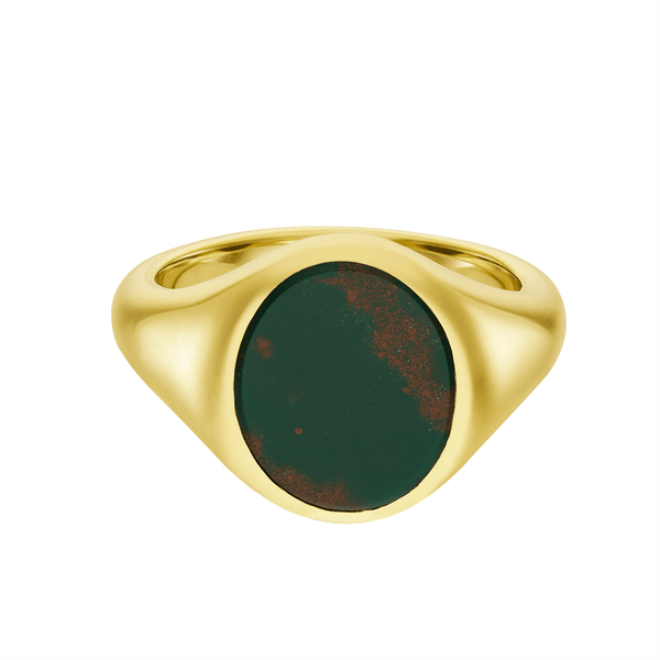 deakin & francis Yellow Gold Stone Set Bloodstone Signet Ring