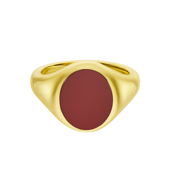 deakin & francis Yellow Gold Stone Set Cornelian Signet Ring
